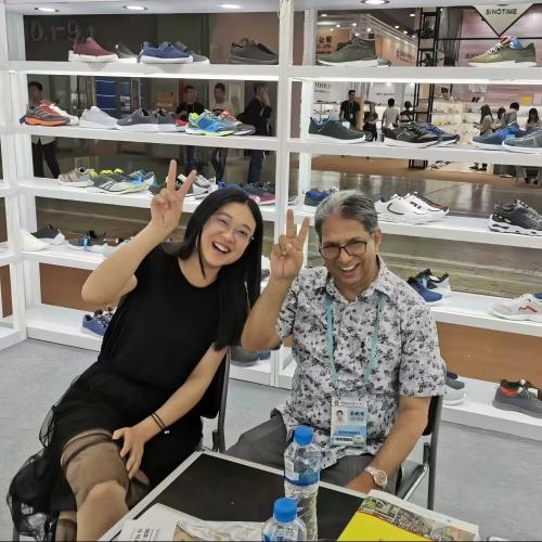 Dubai Client Visit our shoes fair happy talk best Cooperate